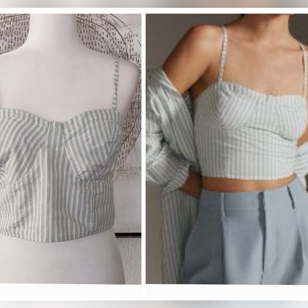 Anthropologie Bustier Top Green, L